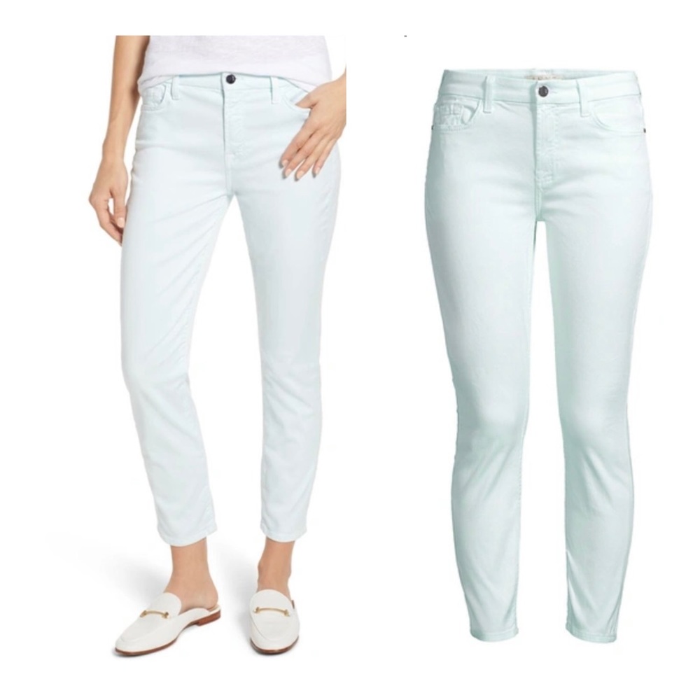 Jen 7 By 7 For All Mankind Mid Rise Pastel Mint Skinny Jeans Size 2 NWT